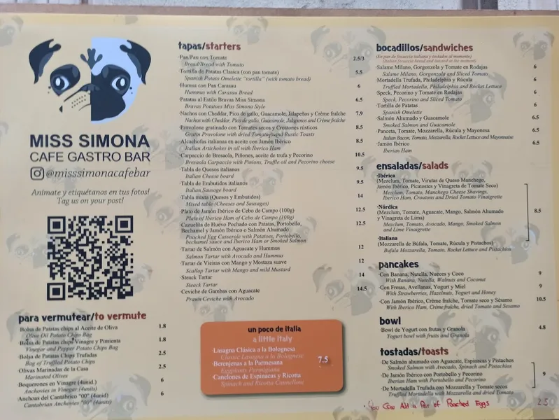 menu 0 of Miss Simona Cafe, Brunch & Tapas