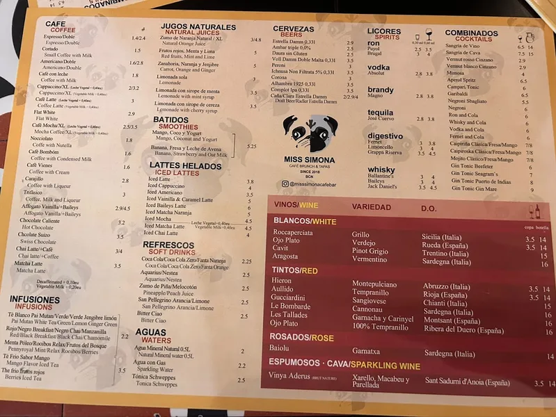 menu 2 of Miss Simona Cafe, Brunch & Tapas