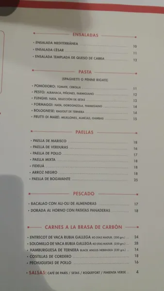 menu 1 of Villa Caprice