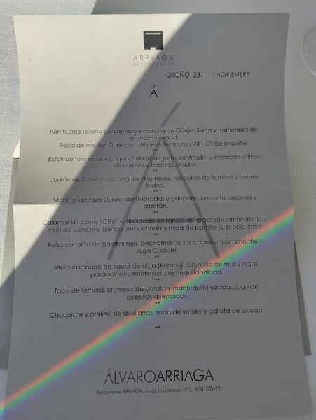 menu 0 of Restaurante Arriaga