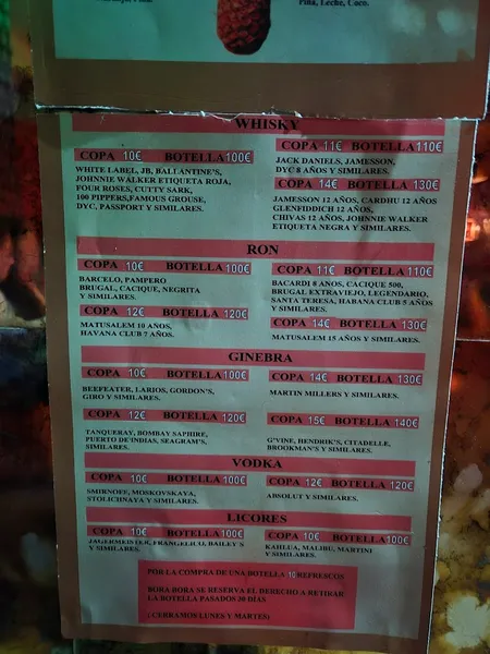 menu 0 of Bora-Bora Madrid