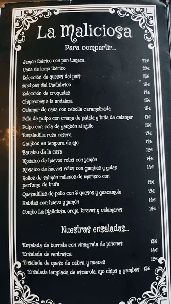 menu 1 of La maliciosa