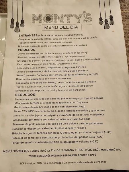 menu 0 of Monty's