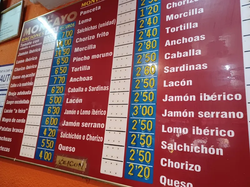 menu 0 of Bar Moncayo