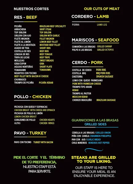 menu 0 of Mr. Pampas Mérida