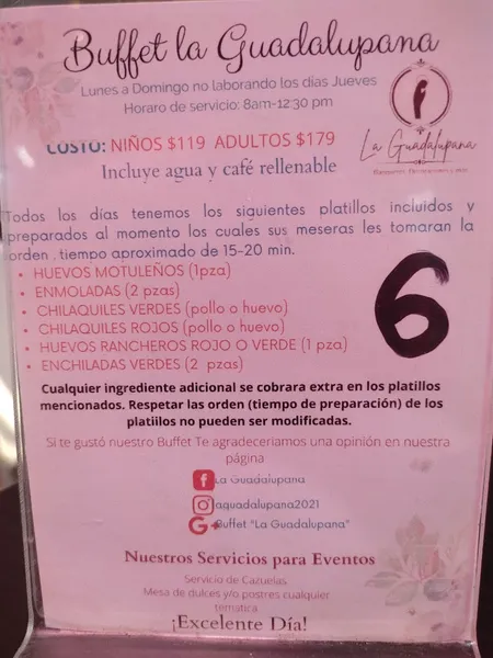 menu 0 of Buffet "La Guadalupana"