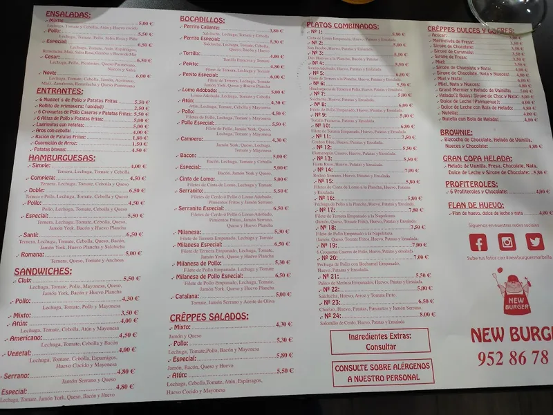 menu 0 of New Burger Marbella