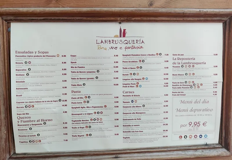 menu 0 of Lambrusquería Conde Altea