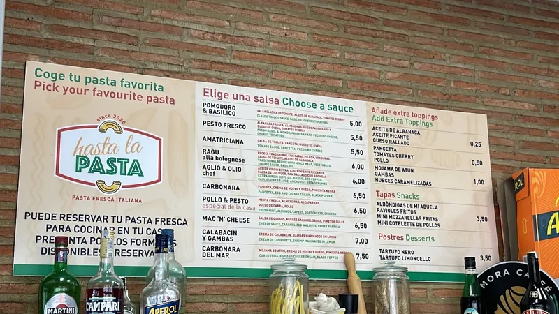 menu 2 of HASTA LA PASTA