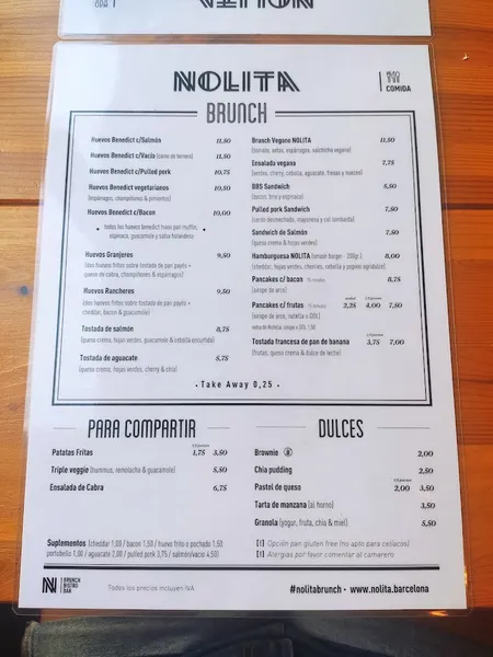 menu 2 of NOLITA