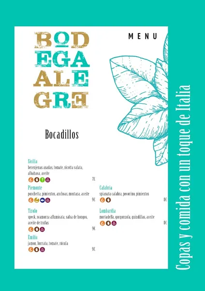 menu 0 of La Bodega Alegre