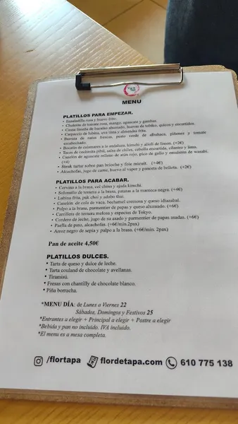 menu 2 of Flor de Tapa