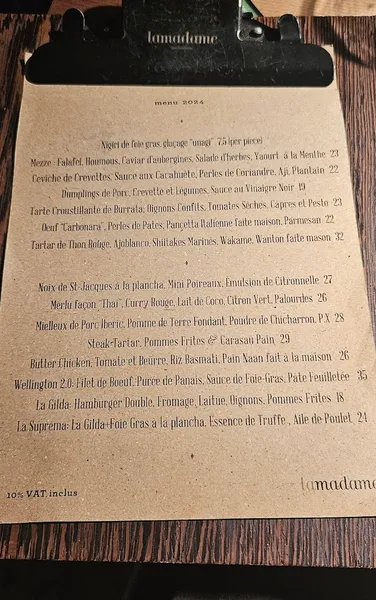 menu 0 of La Madame