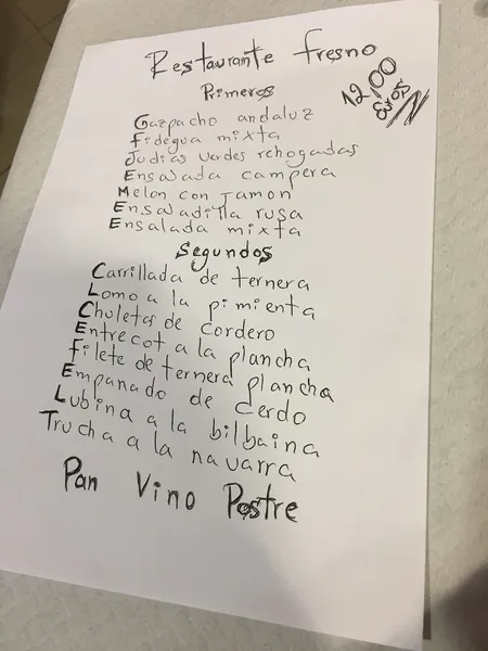 menu 1 of Restaurante Fresno