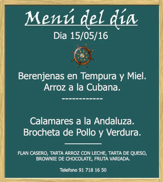 menu 1 of El Timón del Terraza