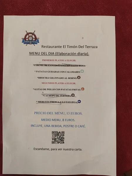 menu 2 of El Timón del Terraza