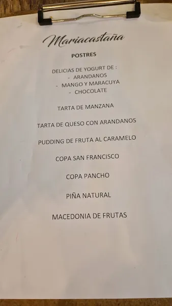 menu 1 of Mariacastaña - Aluche