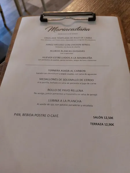 menu 2 of Mariacastaña - Aluche