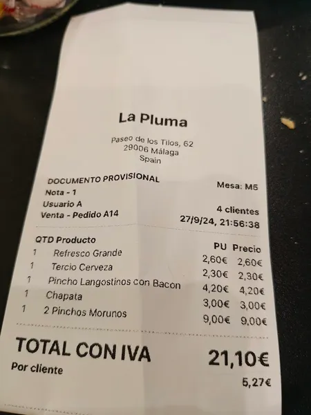 menu 2 of La Pluma,El Nido