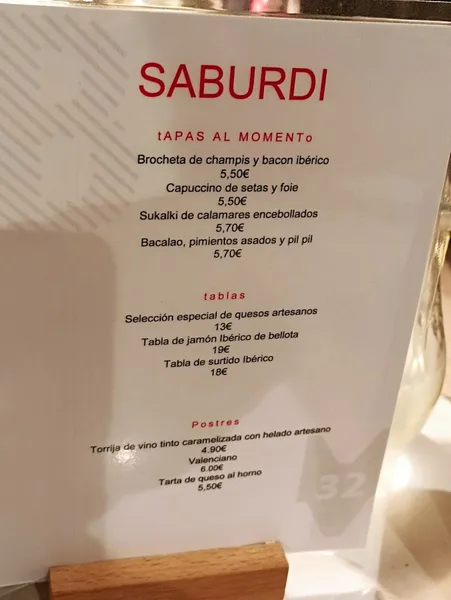 menu 2 of Taberna Saburdi