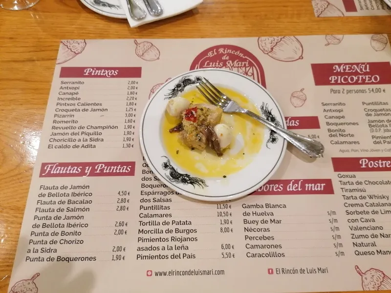 menu 2 of Bar El Rincón de Luis Mari
