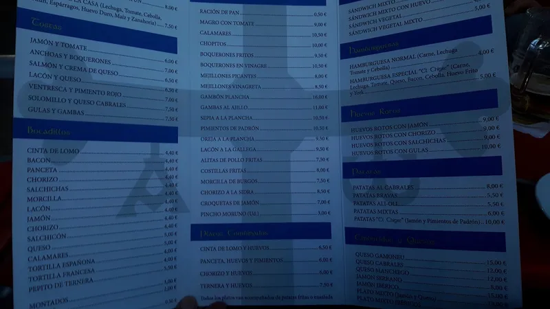 menu 2 of Taberna El Chigre