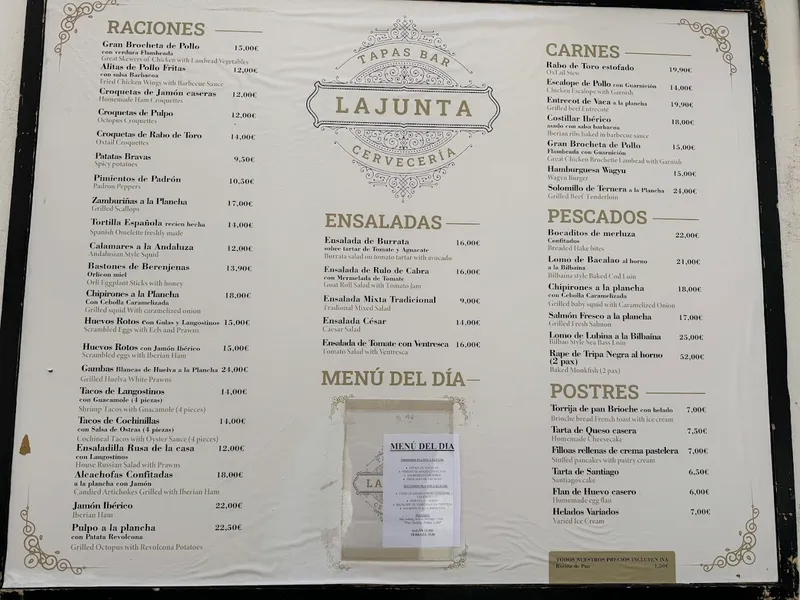 menu 0 of Cervecería La Junta