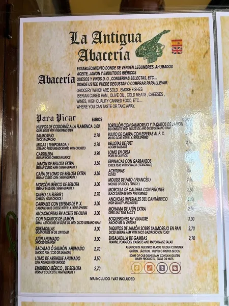 menu 1 of LA ANTIGUA ABACERÍA. TRIANA