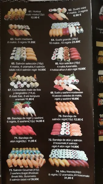 menu 1 of Miku Sushi-teria