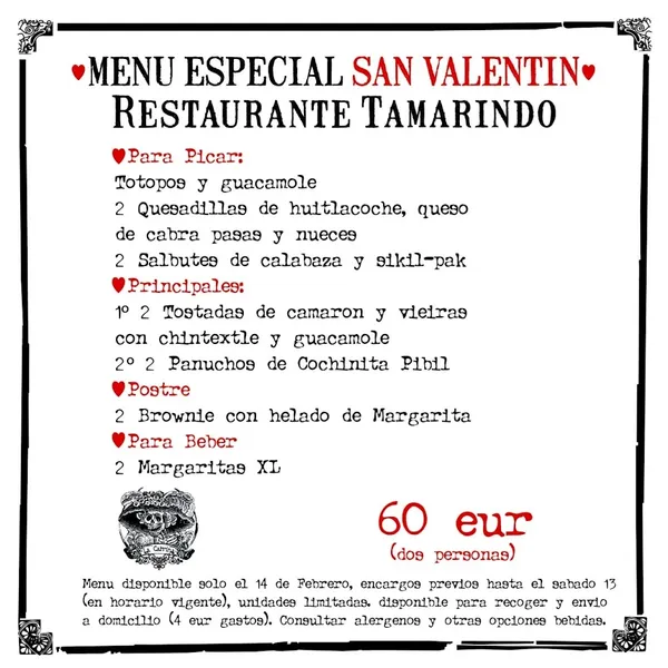 menu 0 of Tamarindo