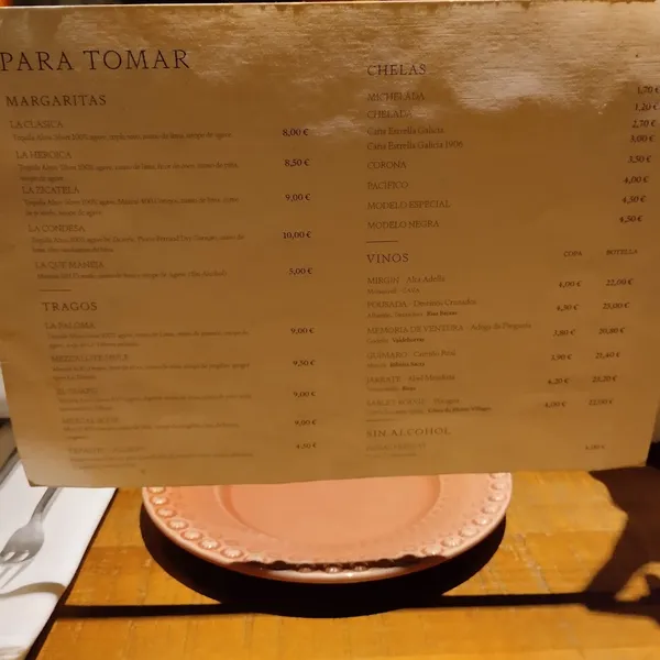 menu 1 of Zicatela