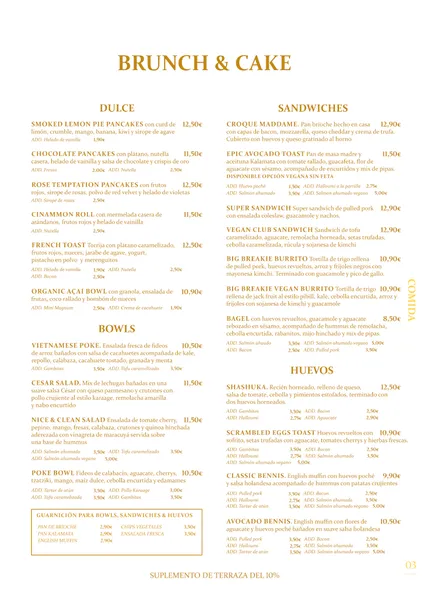 menu 2 of Brunch & Cake