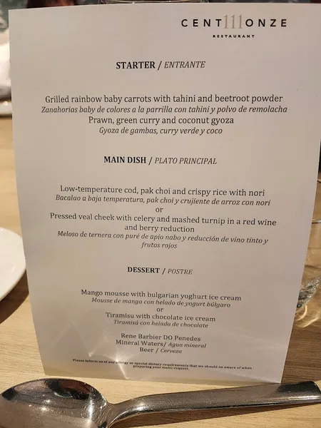 menu 0 of Restaurant CentOnze