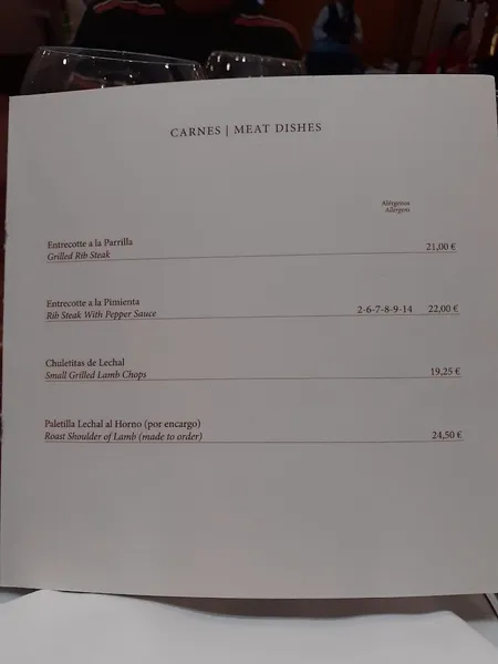 menu 2 of Casa Roberto