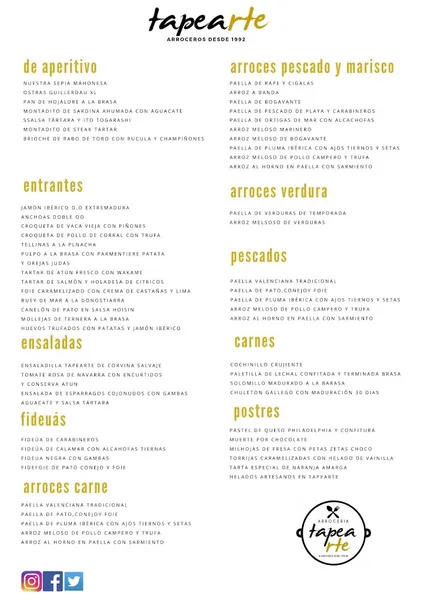 menu 0 of Tapearte Arroceria desde 1992