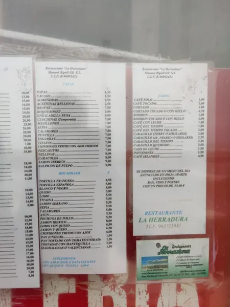 menu 1 of Restaurante La Herradura