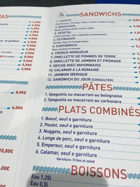menu 1 of El Marítimo