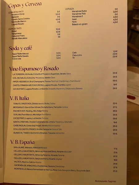 menu 0 of Augusta Valencia