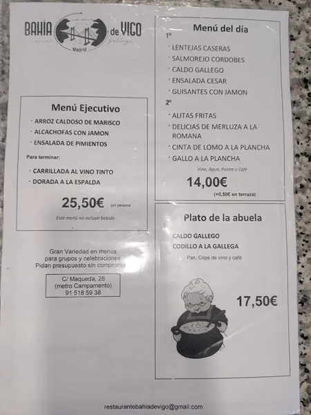 menu 0 of Restaurante Bahía De Vigo