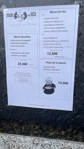 menu 1 of Restaurante Bahía De Vigo