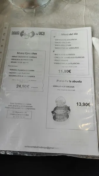 menu 2 of Restaurante Bahía De Vigo