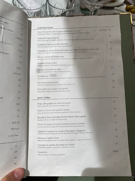 menu 1 of Restaurante SottoSopra Madrid