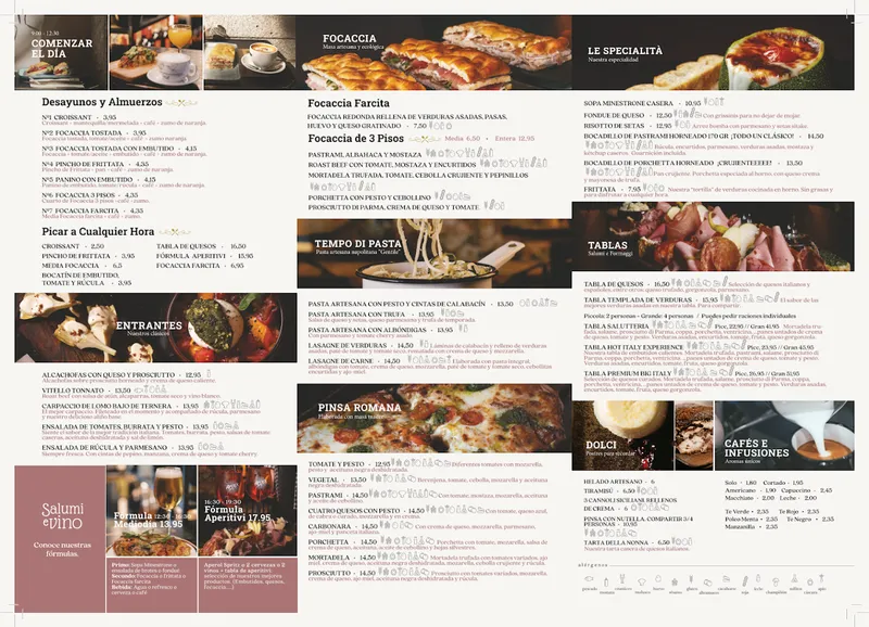 menu 1 of Salutteria Velázquez - Restaurante Italiano en Madrid