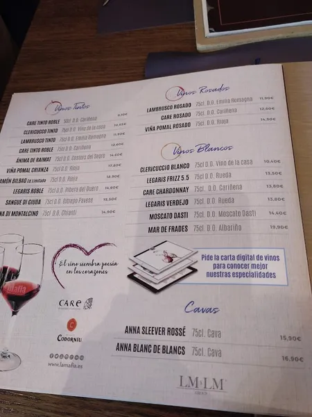 menu 0 of La Mafia se sienta a la mesa
