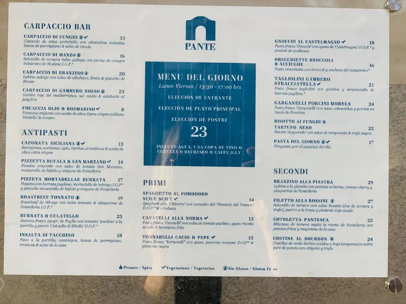 menu 0 of Pante Cucina Italiana