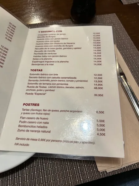 menu 2 of La Vieja Alquería