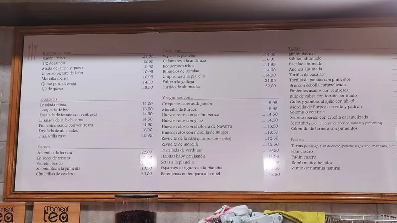 menu 1 of La Vieja Alquería