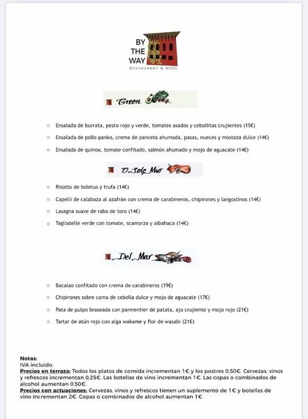 menu 1 of By the Way | Restaurante Arturo Soria