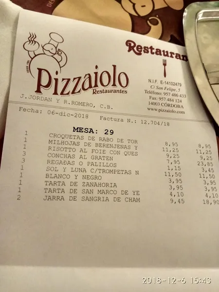 menu 1 of Pizzaiolo