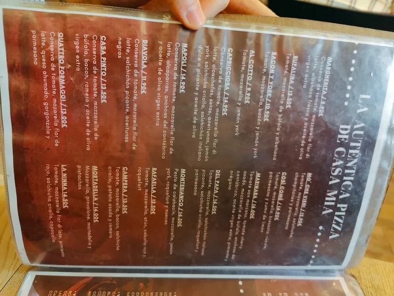 menu 1 of Restaurante Casa Mia
